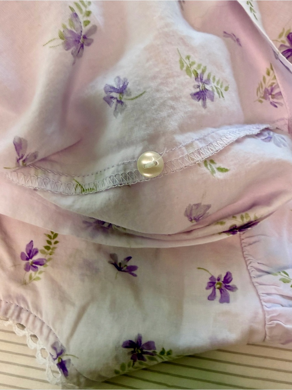 Vintage Lavender Floral Dress Lace Trim Cottagecore Maxi Cotton - Picture 7 of 13